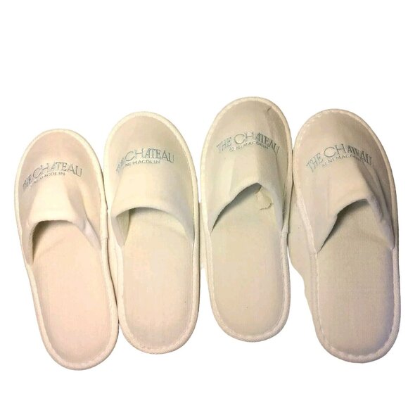 Resort Shoes - The Chateau At Nemacolin Resort Slippers 1 Size Spa White Slip On 2 Pair